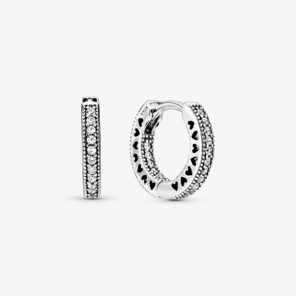 Pave Heart Hoop Earrings Pandora Australia Sterling Silver